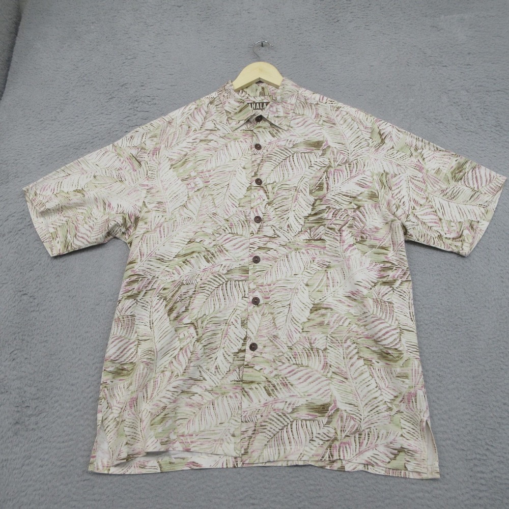 Kahala 1936 Hawaiian Linen Blend Shirt Men L White Multicolor Handcrafted Island
